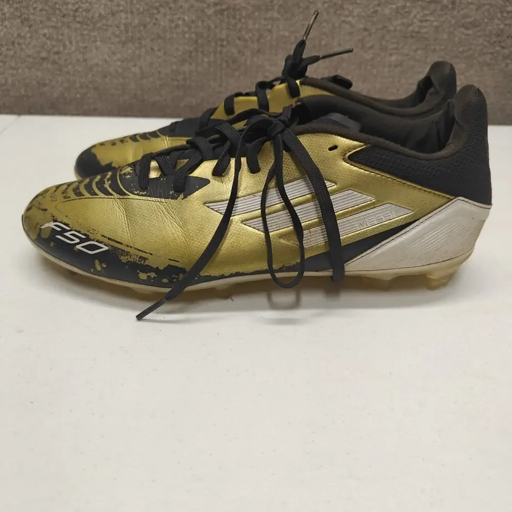 Adidas Messi F50 League FG/MG ME Mens Size 8 Soccer Cleats Black Gold